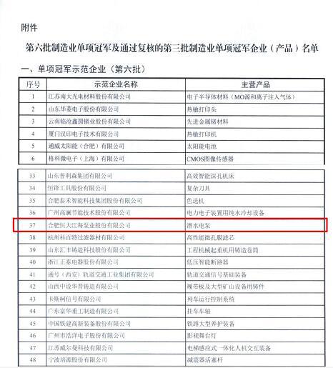 国家级!恒大江海泵业入选“制造业单项冠军企业” 国家级!恒大江海泵业入选“制造业单项冠军企业”