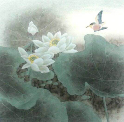 宁雪君作品《荷塘飞鸿》 宁雪君作品《荷塘飞鸿》